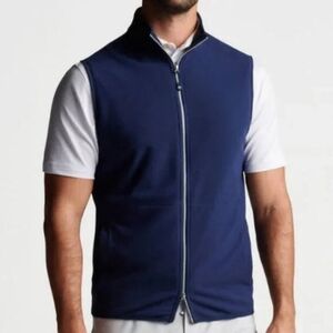 Peter Millar Crown Sport Thermal Flow Micro Fleece Full Zip Vest Blue Mens Small